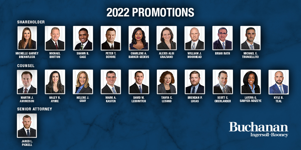 Buchanan Ingersoll Rooney Announces 2022 Promotions Class 20